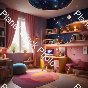 A Kids Room Fro Girl in Around 10-12 Years Who Likes Astronomy and Reading stock photo with image ID: 18f4483f-a4e5-49e9-af49-0a037e415945