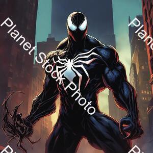 Draw Venom. Venom Is Very Scary Like the Film. Venom Standing in the Very High Buildning in New York City. the Time Was Night Venom Is Very Musculay and So Scary. the Symbiote Is Very Cool. Venom Looking Spiderman and Venom Is Holding Spiderman in stock photo with image ID: 1c4d10c1-4cb1-48e5-a3ee-f75ee197fb50