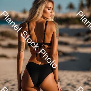 Draw a Sexy Blonde Girl with Big Tits and Sexy Beutifull Ass, She Is Perfect and Very Sexy, She Wearing Thin Strap Black Bikini, on the Picture, in the Picture You Can See Her Shapely Ass. Tatto on Her Thigh and Shes Right Arm, the Girl Back Are stock photo with image ID: 48b8db52-81f7-47a5-99a3-35132d0b6ce9