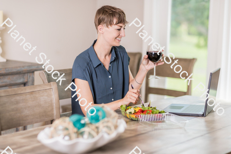 A young lady having a healthy meal stock photo with image ID: 4beae0ee-ede6-4a3e-9a78-87168fcfda51