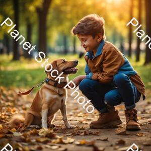 A Boy with a Dog on Park stock photo with image ID: 4f0f7e0f-5cce-424e-a2ba-475f829c2f9f