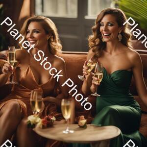 Ladies Lounging and Sipping Champagne stock photo with image ID: 50c7f019-adfa-4f48-9269-bd003ed46c64