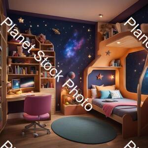 A Kids Room Fro Girl in Around 10-12 Years Who Likes Astronomy and Reading stock photo with image ID: 52926ba3-c025-4e1b-923c-889181519cfb