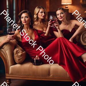 Ladies Lounging and Sipping Red Wine stock photo with image ID: 5397e6dd-3185-469e-a246-cbd530bf1f77