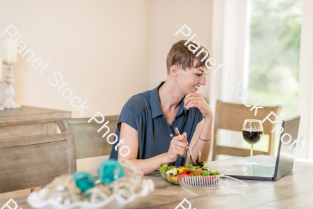 A young lady having a healthy meal stock photo with image ID: 5740bd9d-c2ec-4a83-8510-63b54afdf29b