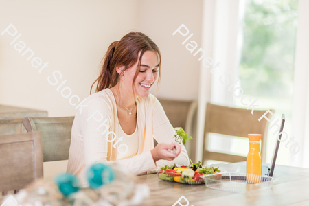 A young lady having a healthy meal stock photo with image ID: 5c39d7c9-3fbd-49b5-9c28-442d4fb5cfee