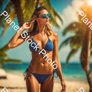 A Lady in a Bikini on the Beach stock photo with image ID: 5df25a46-7633-4925-a49c-683fdef794aa