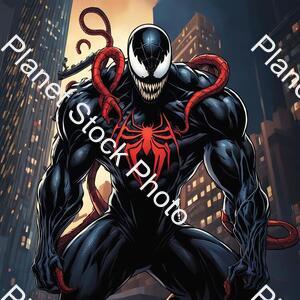 Draw Venom. Venom Is Very Scary Like the Film. Venom Standing in the Very High Buildning in New York City. the Time Was Night Venom Is Very Musculay and So Scary. the Symbiote Is Very Cool. Venom Looking Spiderman and Venom Is Holding Spiderman in stock photo with image ID: 72a94fca-b217-4e95-8960-b69771f0ae47