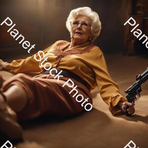 Sexy Grandma Fell in a Gunfight and Lies on Her Back stock photo with image ID: 8581d117-b0cd-4ee1-afe6-ebb061f0eee6