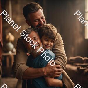 A Young Boy Hug His Father After a Long Time with Tears in Eyes stock photo with image ID: 9a252d53-74e6-4a87-ae34-1a126ebf5072