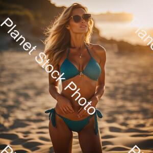 A Lady in a Bikini on the Beach stock photo with image ID: b1cb233c-c53d-4e70-817f-c672726dcf63