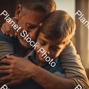 A Young Boy Hug His Father After a Long Time with Tears in Eyes stock photo with image ID: c400f7b3-4891-43ca-bb45-99f84096274a