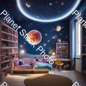A Kids Room Fro Girl in Around 10-12 Years Who Likes Astronomy and Reading stock photo with image ID: c4273740-44e3-4296-9270-bb14a3326eb0