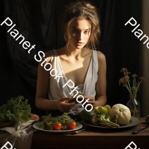 A Young Lady Having a Healthy Meal stock photo with image ID: c778b698-ecfa-43a3-8c81-ec19ef93c841