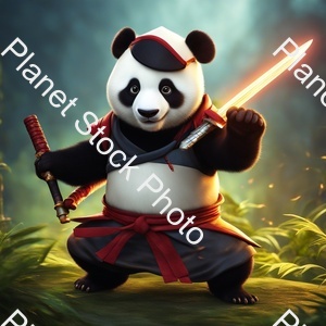 Ninja Panda Holding a Katana That Is Made Out of Lightning 8k stock photo with image ID: cc03ab8d-3f40-457e-b338-eb4c5676570d