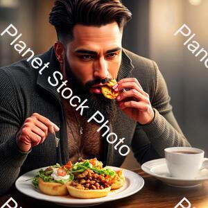 A Man Eating Food stock photo with image ID: d0b529ed-9624-4bcd-bfa6-fc77ff2e6f23