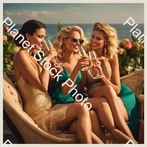 Ladies Lounging and Sipping Champagne stock photo with image ID: d5303f9e-a62e-42e6-b6bf-2dd20b3d0e73