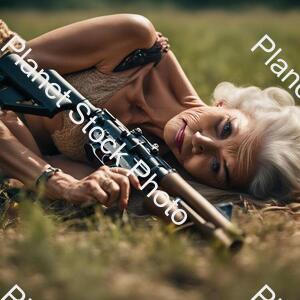 Sexy Grandma Fell in a Gunfight and Lies on Her Back stock photo with image ID: db7981cd-182e-4344-befc-4d8f69b2bb24