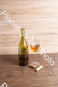 One bottle of white wine, with wine glass, and corkscrew stock photo with image ID: e191d642-1fd7-4a92-880b-2bd45dc3c367