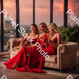 Ladies Lounging and Sipping Red Champagne stock photo with image ID: f04c6472-34f6-47cc-84b9-e08338524f96