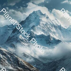 Mountains with Snow and with Cloudy Atmosphere stock photo with image ID: f47613de-8997-4459-8be9-2dd5a3440784