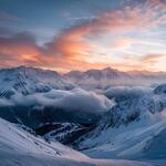 Mountains with Snow and with Cloudy Atmosphere