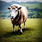 A Sheep Eating Grass