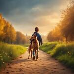 A Boy with a Dog on Park