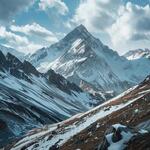 Mountains with Snow and with Cloudy Atmosphere