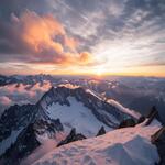 Mountains with Snow and with Cloudy Atmosphere