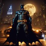 Batman in New York City Time Night 4k Quality Batman Suit Is on the Batman Arkham Knight. the Moon Are Bright an Full Moon.batman Be Very Muscular.