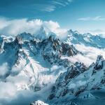 Mountains with Snow and with Cloudy Atmosphere