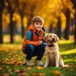 A Boy with a Dog on Park