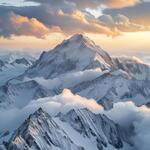 Mountains with Snow and with Cloudy Atmosphere