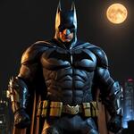 Batman in New York City Time Night 4k Quality Batman Suit Is on the Batman Arkham Knight. the Moon Are Bright an Full Moon.batman Be Very Muscular.