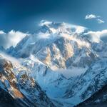 Mountains with Snow and with Cloudy Atmosphere