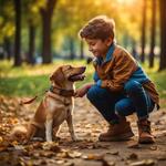 A Boy with a Dog on Park