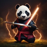 Ninja Panda Holding a Katana That Is Made Out of Lightning 8k