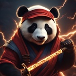 Ninja Panda Holding a Katana That Is Made Out of Lightning 8k