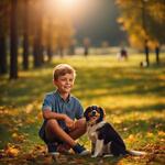 A Boy with a Dog on Park
