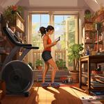 A Young Lady Working Out at Home.