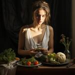 A Young Lady Having a Healthy Meal.