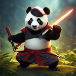 Ninja Panda Holding a Katana That Is Made Out of Lightning 8k