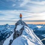 A Man Standing on the Top of a Amountain