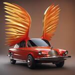 Car Flying with Wings