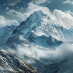 Mountains with Snow and with Cloudy Atmosphere