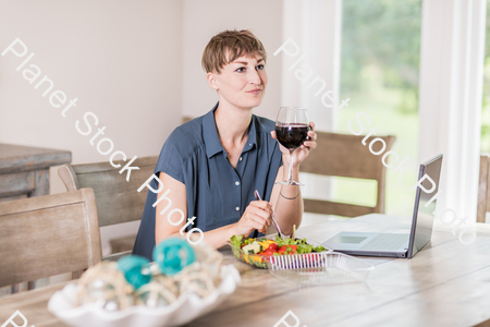 A young lady having a healthy meal stock photo with image ID: 31b31185-fea5-48f6-84cc-bdffaf1a411e