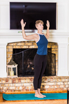 A young lady working out at home