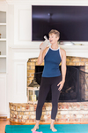 A young lady working out at home