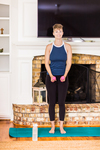 A young lady working out at home